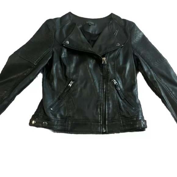 Topshop Jackets & Blazers - Topshop Women’s Black Faux Leather Moto Biker Jacket Size US 4 UK 8 Euro 36 EUC